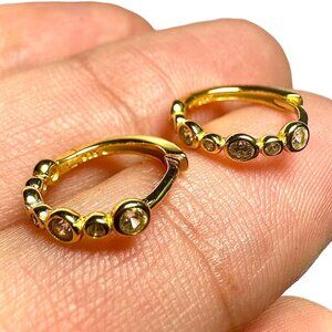 Gold Hoop Earrings 304 Stainless Steel 18K Gold Plated Hinged Snap Closure Hoops